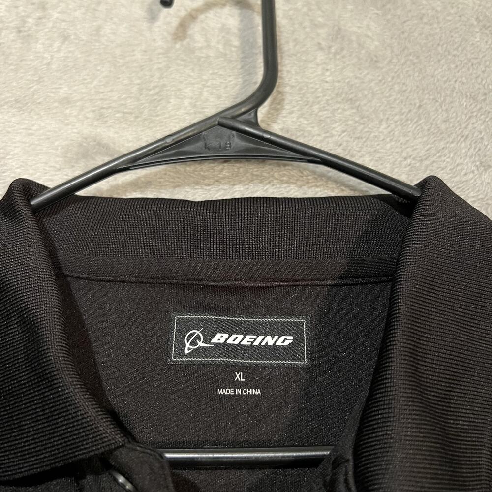 Boeing Polo Shirt Mens XL Black 777X GE9X Embroidered Performance Golf Tech - Picture 4 of 7